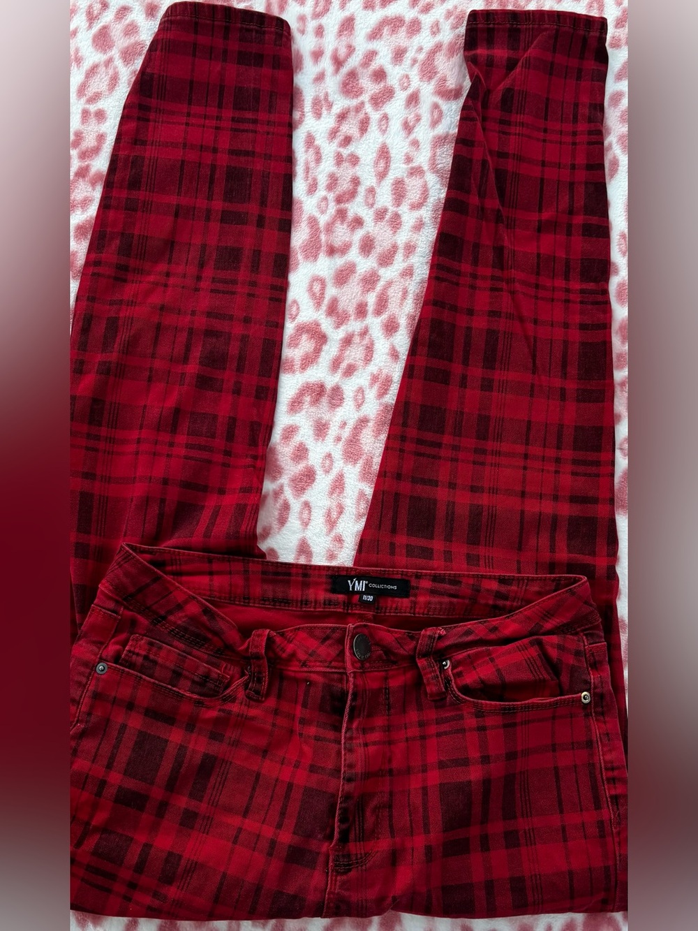 YMI Red & Black Plaid Skinny Jeans